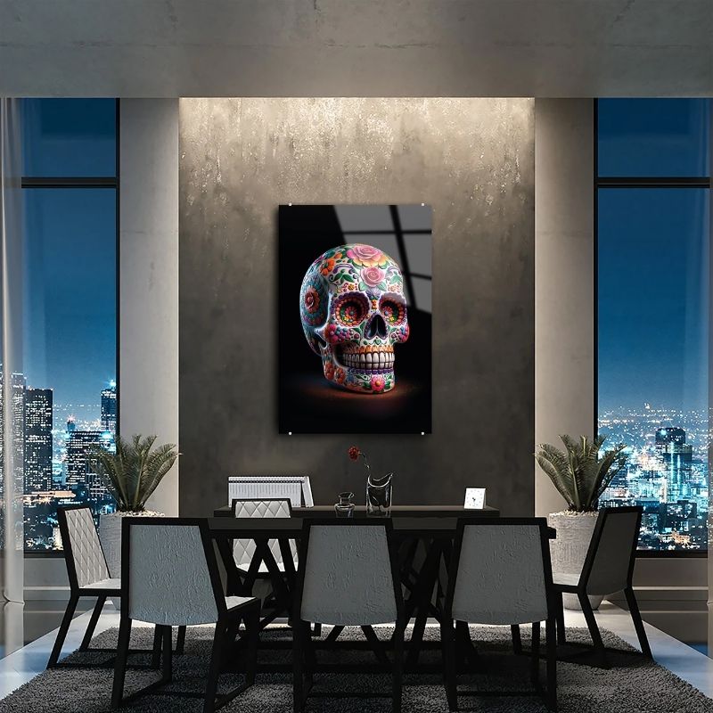 Glasschilderij-mexican-skull-kamer