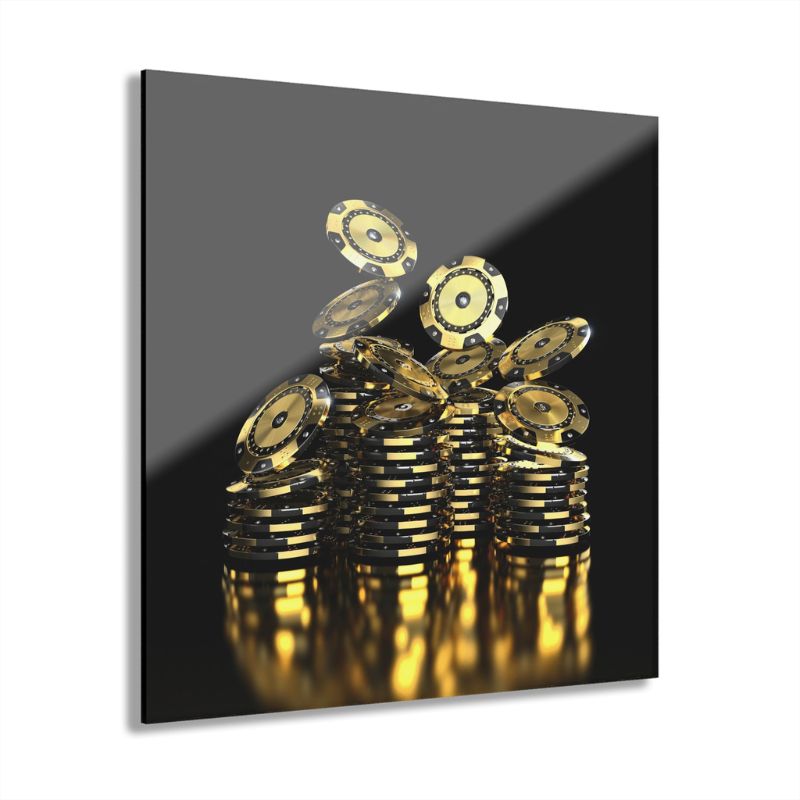 Glasschilderij gouden pokerchips
