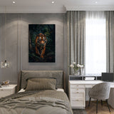 Canvas schilderij tijger in de jungle slaapkamer