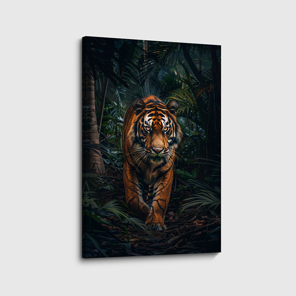 Canvas schilderij tijger in de jungle
