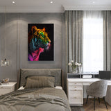 Canvas schilderij tijger regenboog zijkant slaapkamer