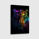 Canvas schilderij tijger regenboog