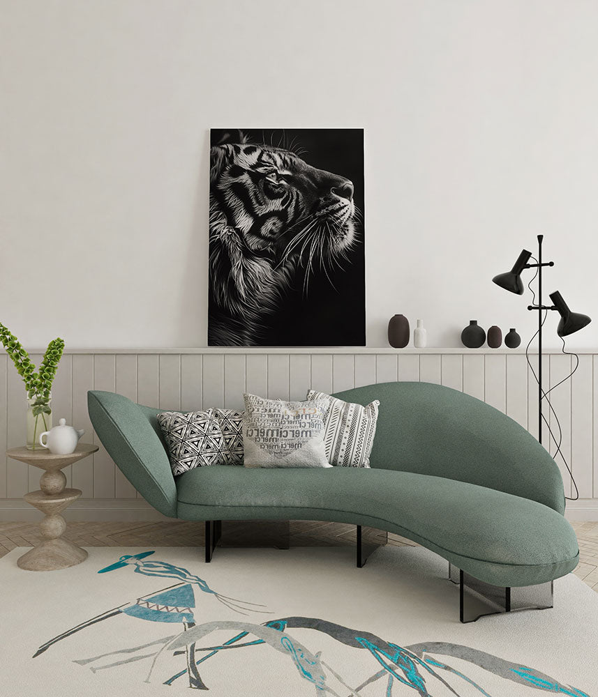 Canvas schilderij tijger zwart wit wachtruimte