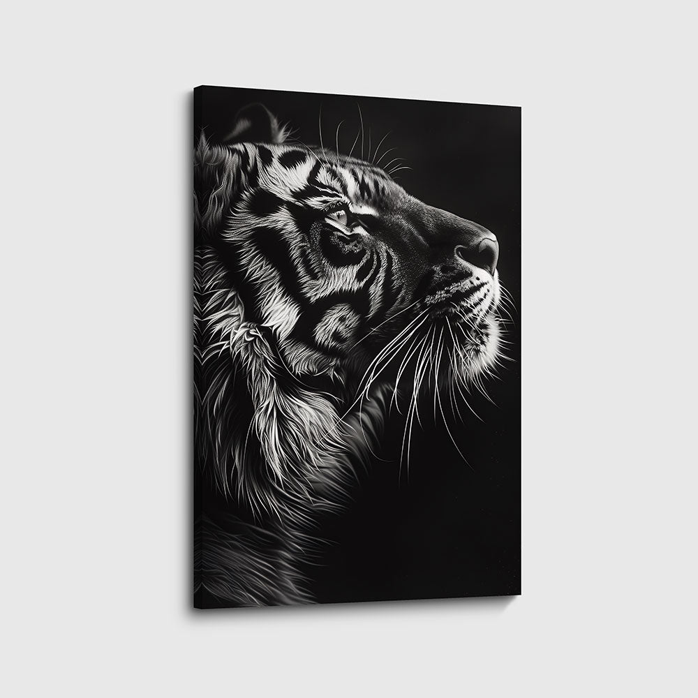 Canvas schilderij tijger zwart wit