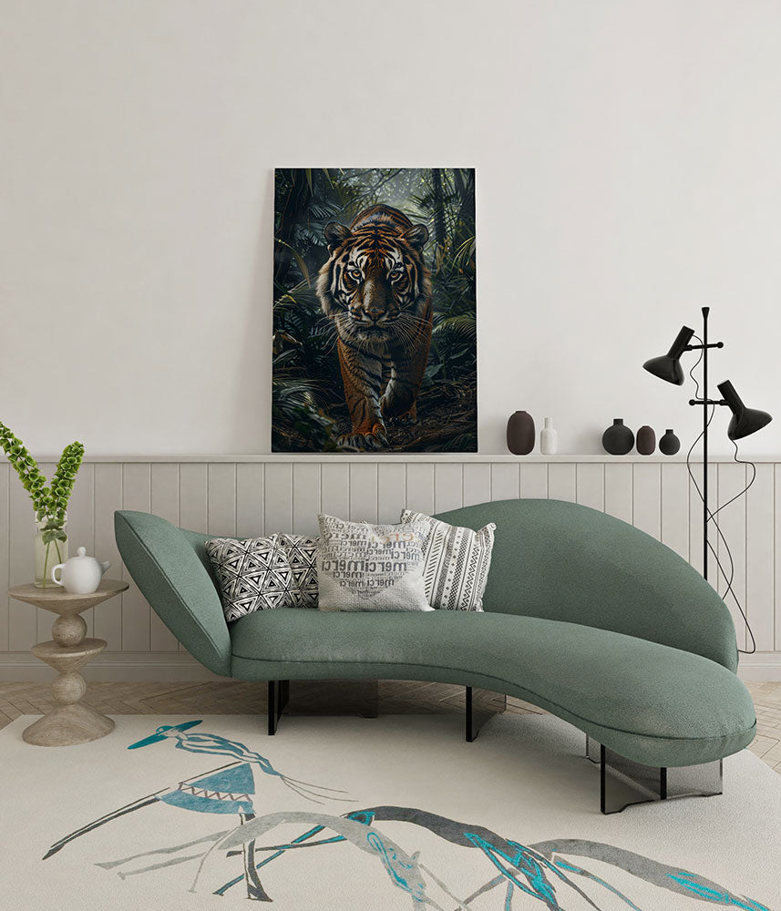 Canvas schilderij tijgerfocus wachtruimte