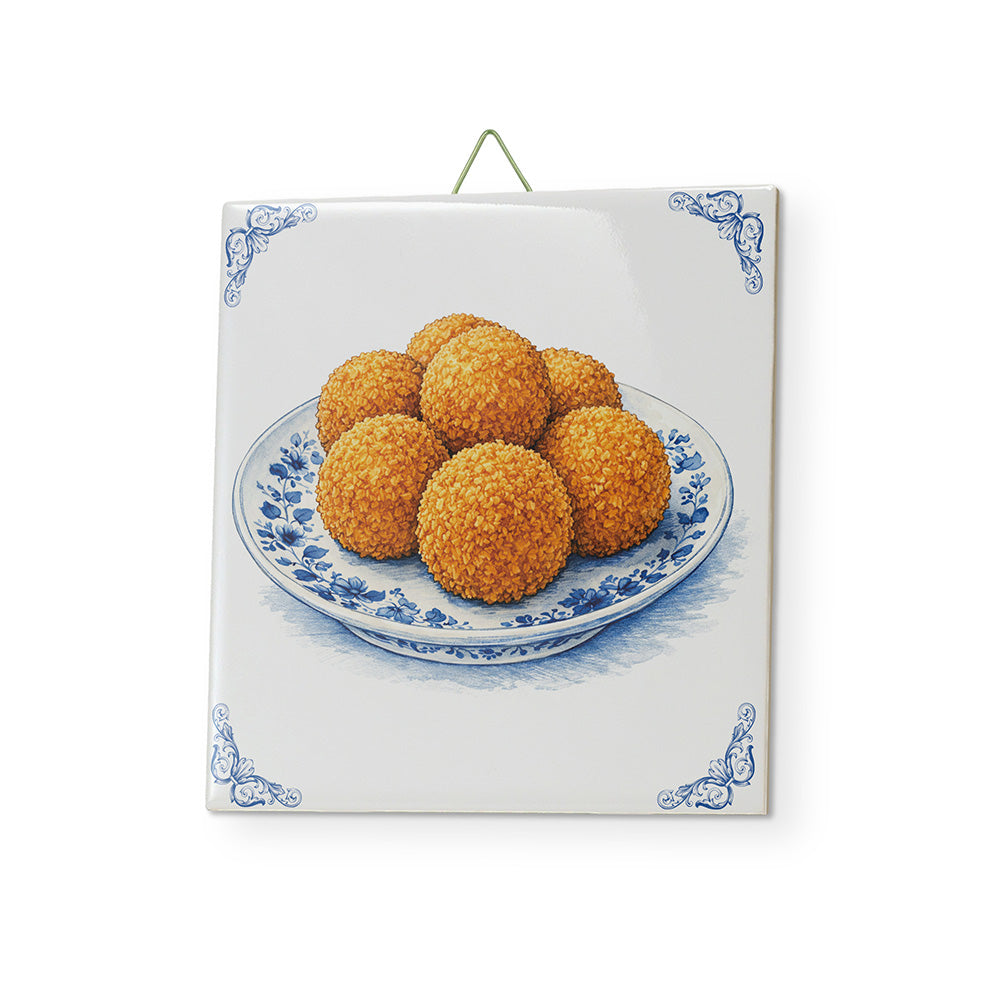 Delfts blauw tegeltje bitterballen glans