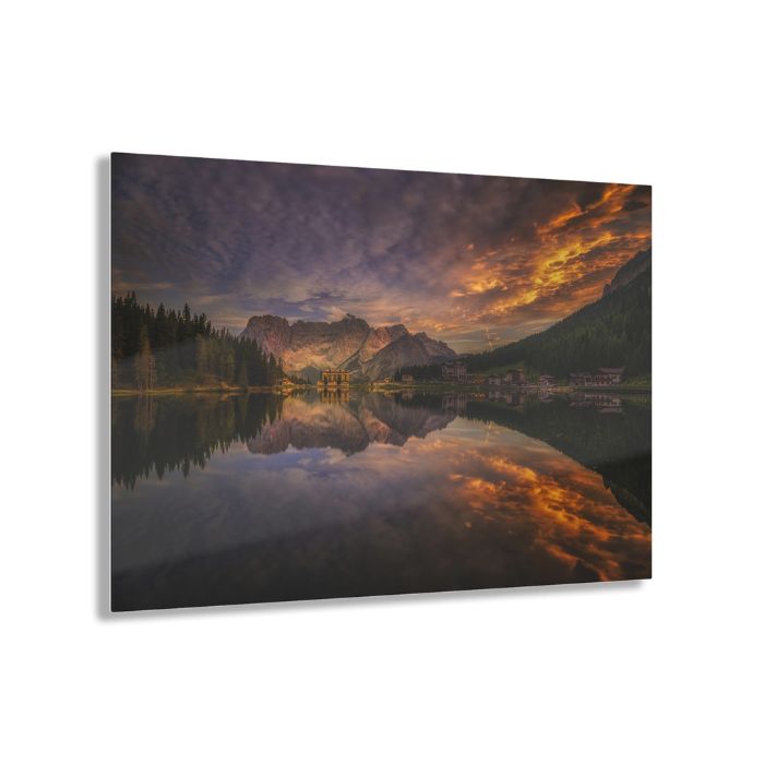 Glasschilderij-Misurina-zonsondergang