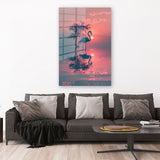 Glasschilderij flamingo weerspiegeling wanddecoratie 1