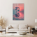 Glasschilderij flamingo weerspiegeling wanddecoratie 2