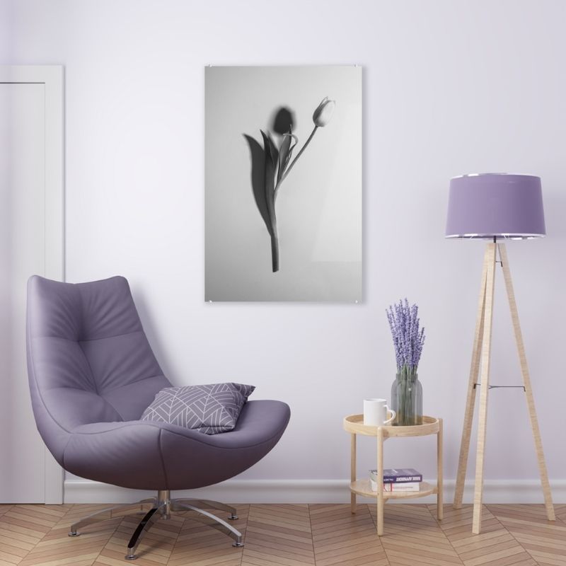 Glasschilderij-zwart-wit-tulp-kamer