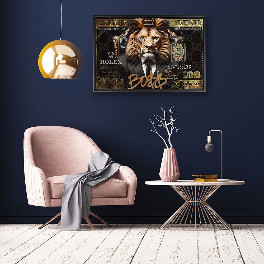 canvas schilderij 100 lion dollar kamer