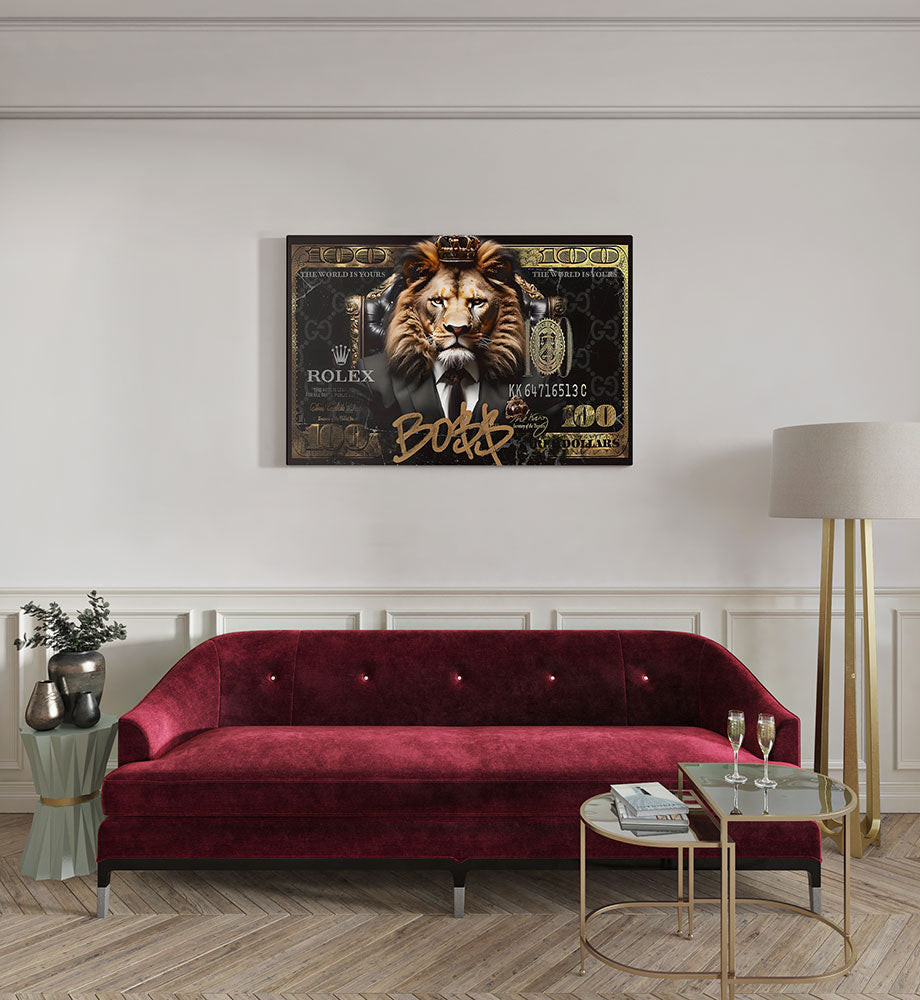 canvas schilderij 100 lion dollar woonkamer