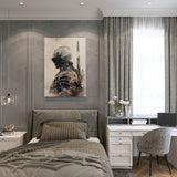 canvas schilderij Double exposure knight slaapkamer
