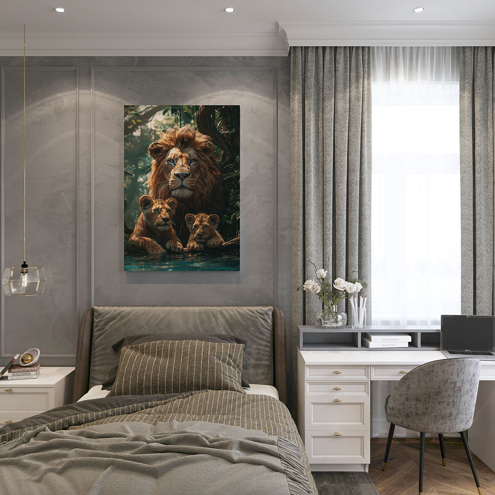 canvas schilderij Dromerige leeuwen slaapkamer