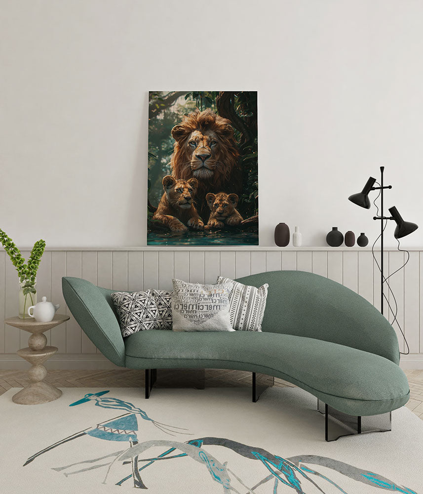 canvas schilderij Dromerige leeuwen wachtruimte 1