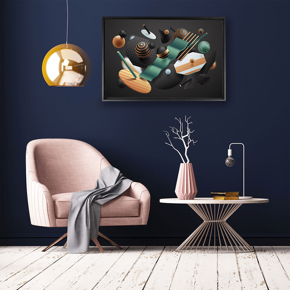 canvas schilderij abstracte 3d vormen-baklijst kamer 