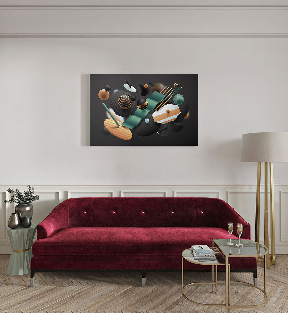 canvas schilderij abstracte 3d vormen kamer