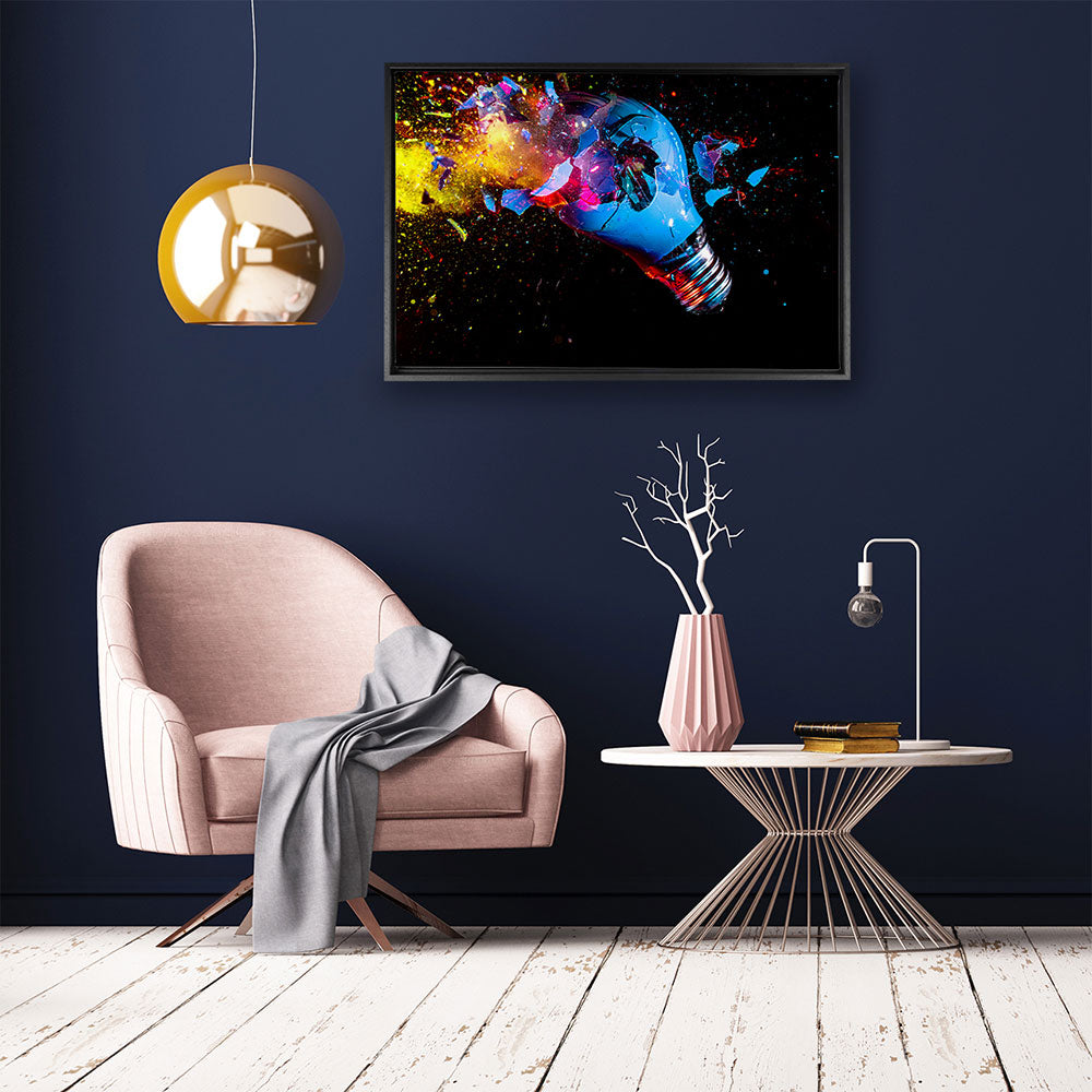 canvas schilderij abstracte gloeilamp baklijst kamer