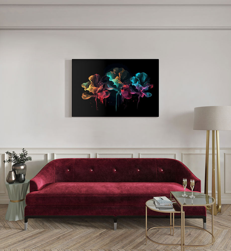 canvas schilderij abstracte rook kamer bloemen