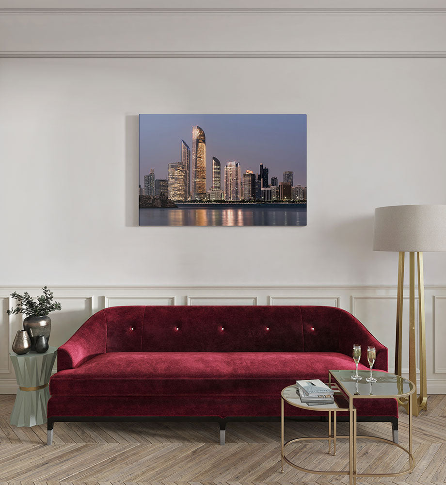 canvas schilderij abu dhabi skyline kamer
