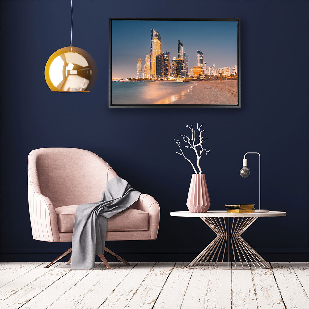 canvas schilderij abu dhabi skyscraper baklijst kamer
