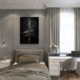 canvas schilderij ar15 rifle slaapkamer