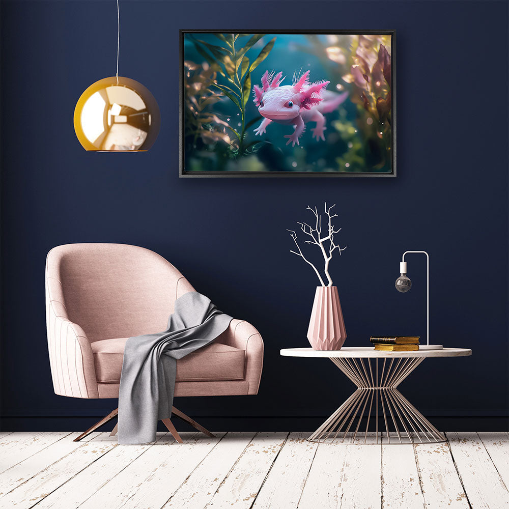 canvas schilderij axolotl baklijst kamer