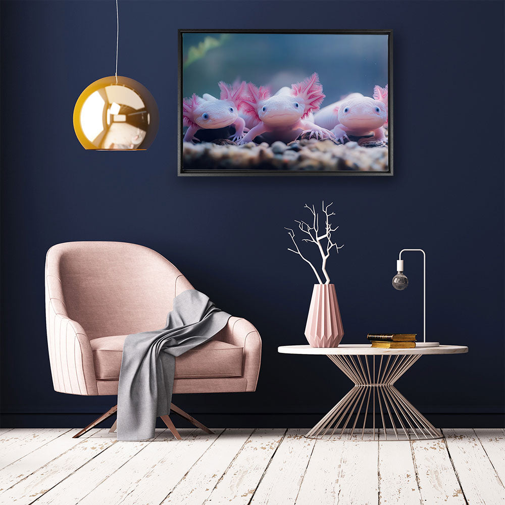 canvas schilderij axoltl familie baklijst kamer