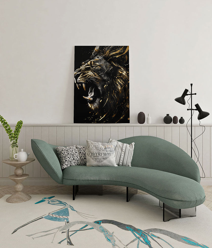 canvas schilderij battle lion wachtruimte 1