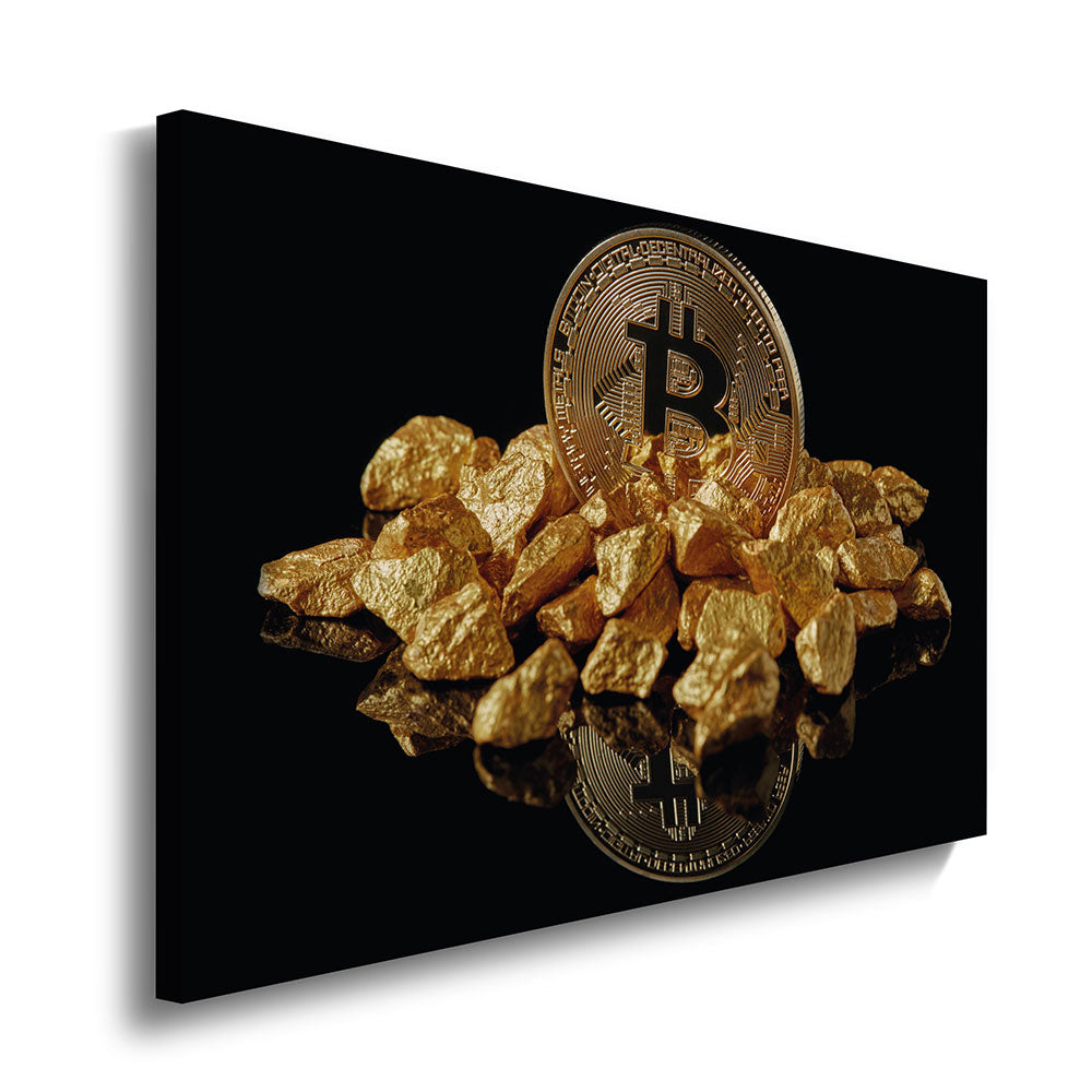 canvas schilderij bitcoin goud
