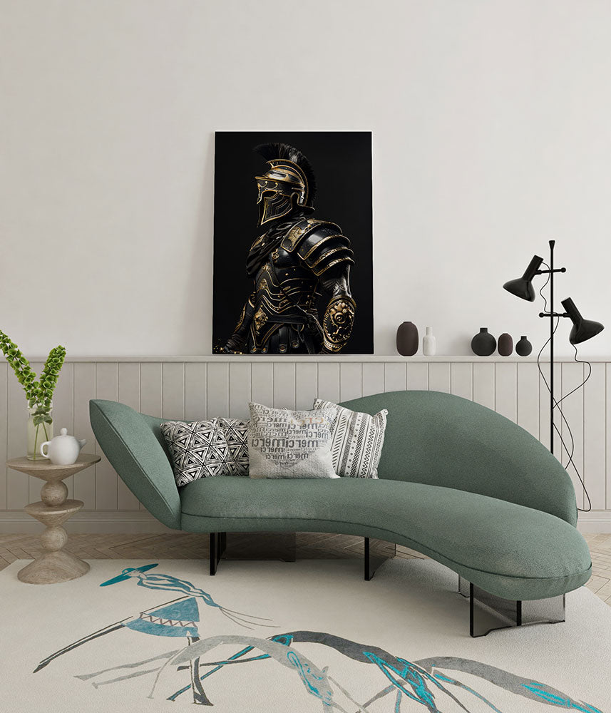 canvas schilderij black gold gladiator wachtruimte
