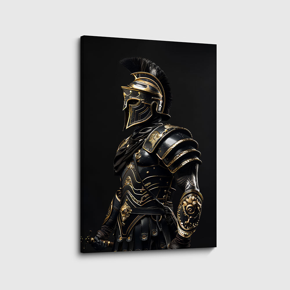 canvas schilderij black gold gladiator