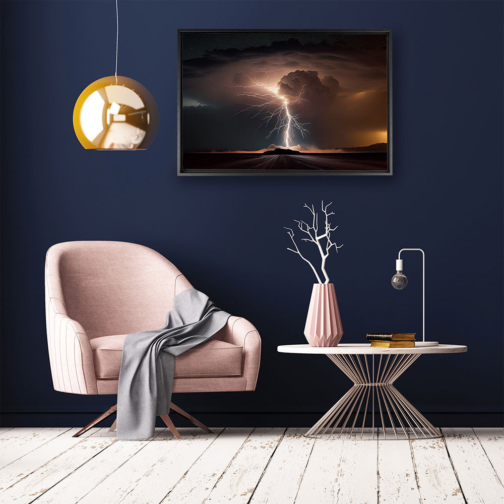 canvas schilderij bliksem baklijst kamer