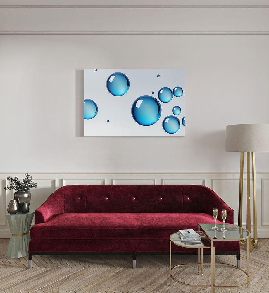 canvas schilderij blue bubbles kamer