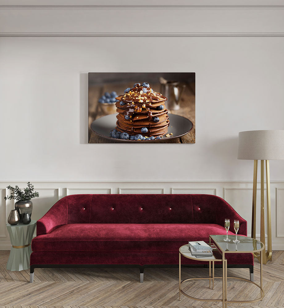 canvas schilderij blueberry pancakes kamer
