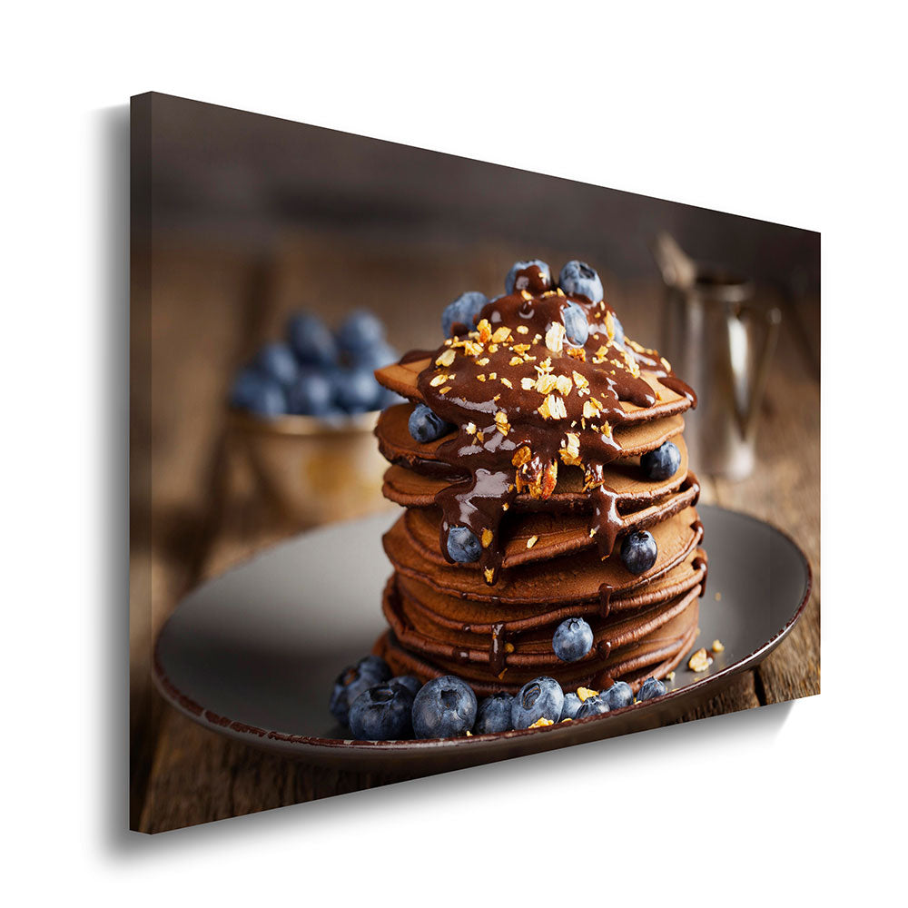 canvas schilderij blueberry pancakes
