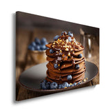 canvas schilderij blueberry pancakes