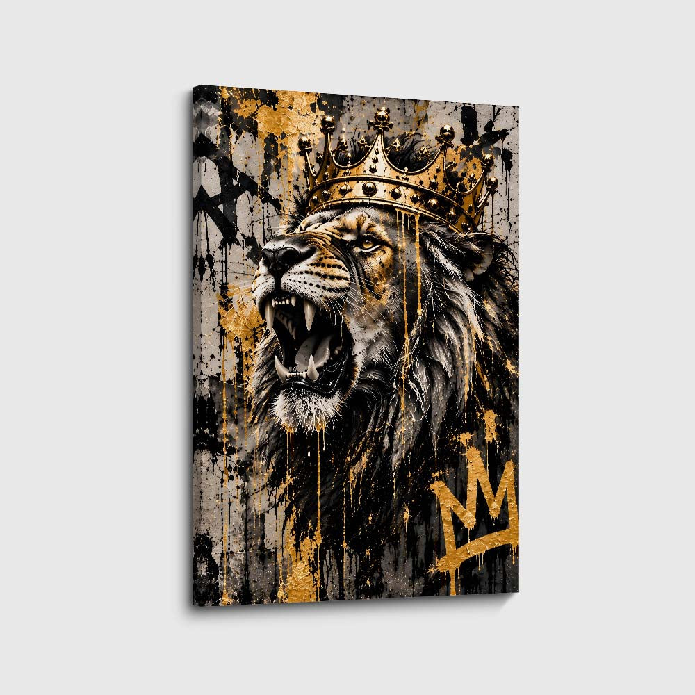 canvas schilderij brullende-leeuw-voorkant