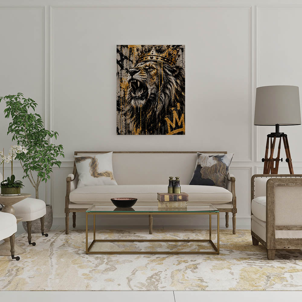 canvas schilderij brullende leeuw wachtruimte 2