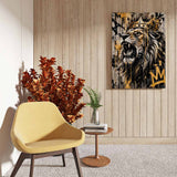 canvas schilderij brullende leeuw
