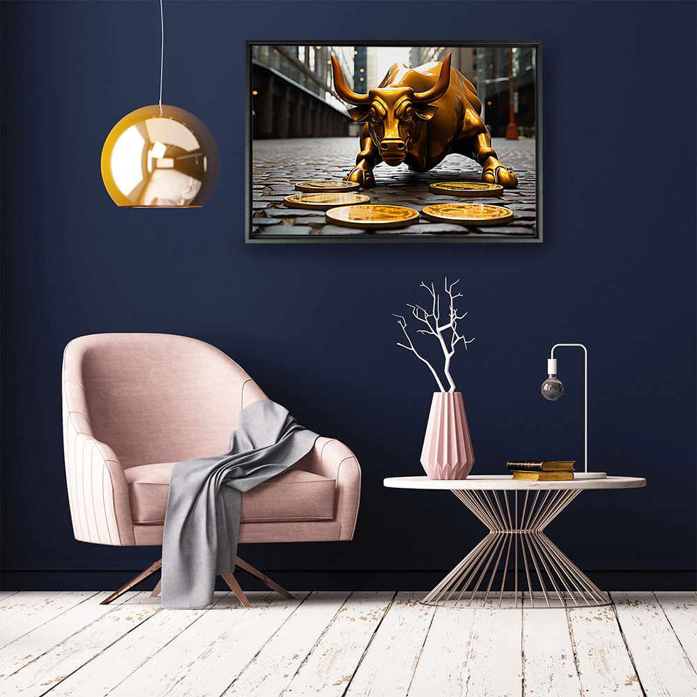 canvas schilderij bull market baklijst kamer