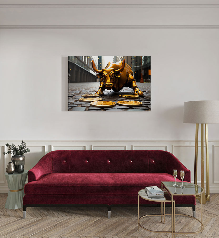 canvas schilderij bull market kamer