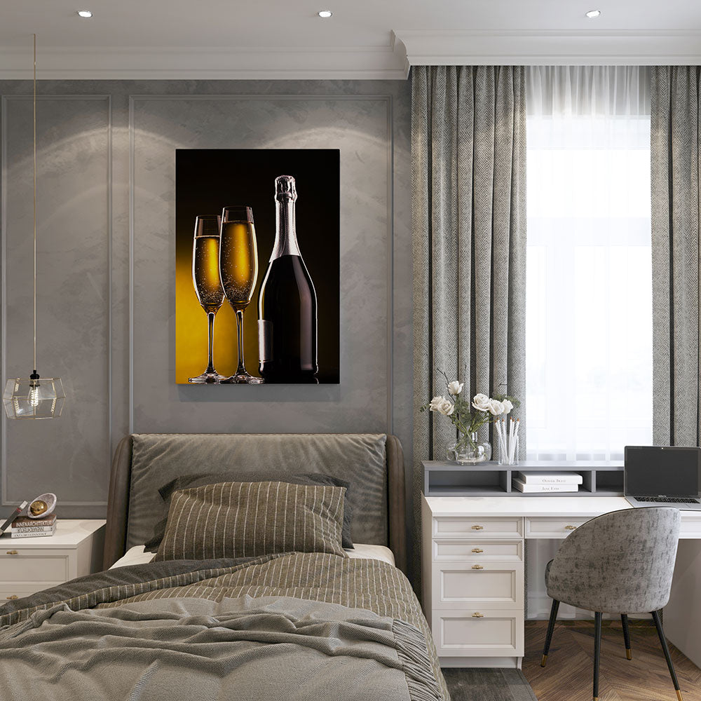 canvas schilderij champagne bottle slaapkamer