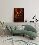 canvas schilderij crossed ak 47 wachtruimte