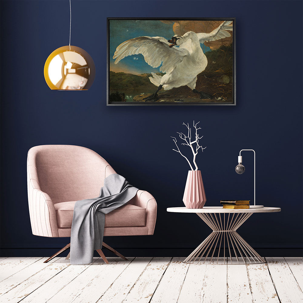 canvas schilderij de bedreigde zwaan baklijst kamer