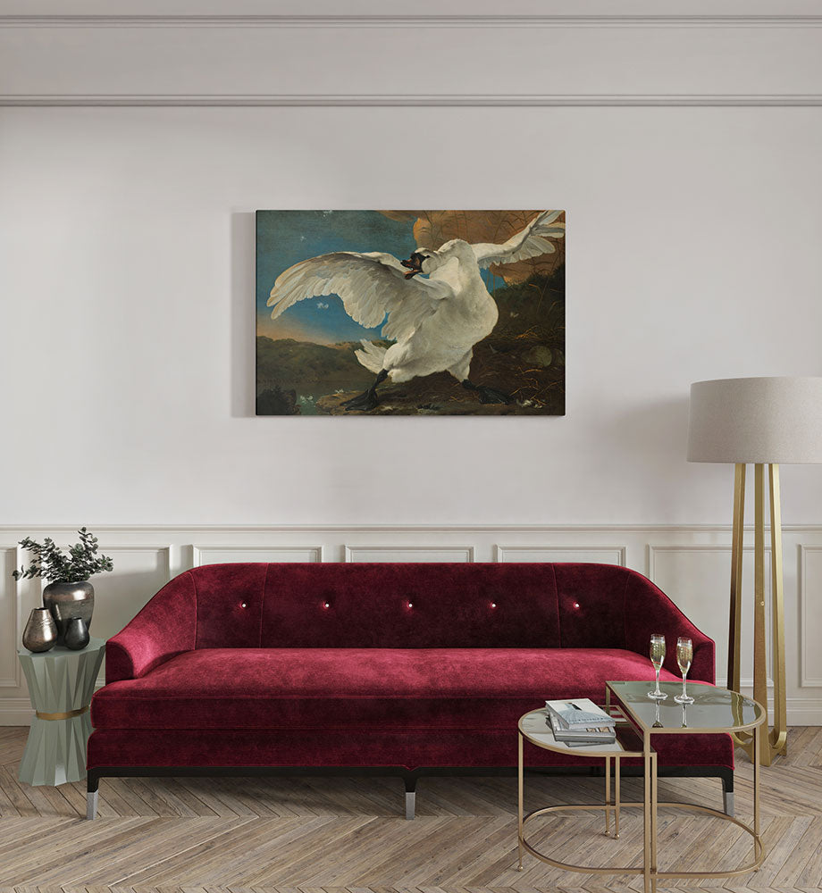 canvas schilderij de bedreigde zwaan kamer