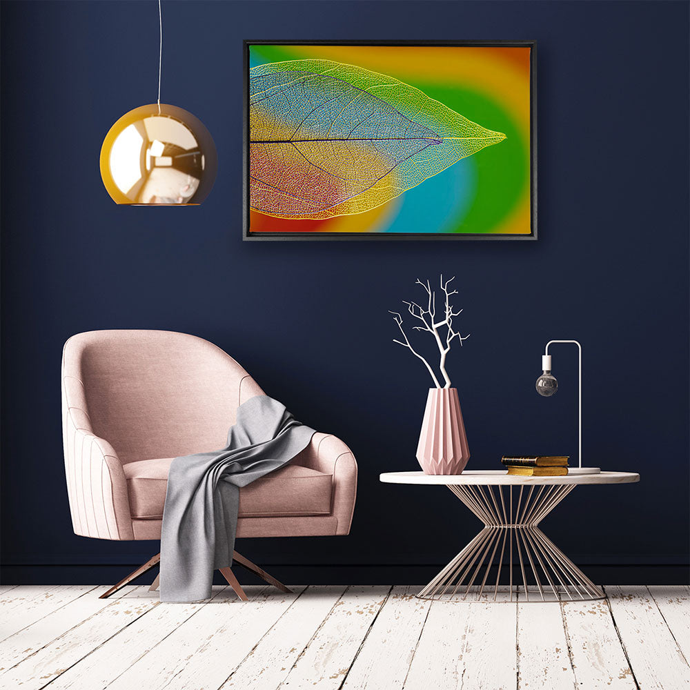 canvas schilderij doorzichtig blad baklijst kamer