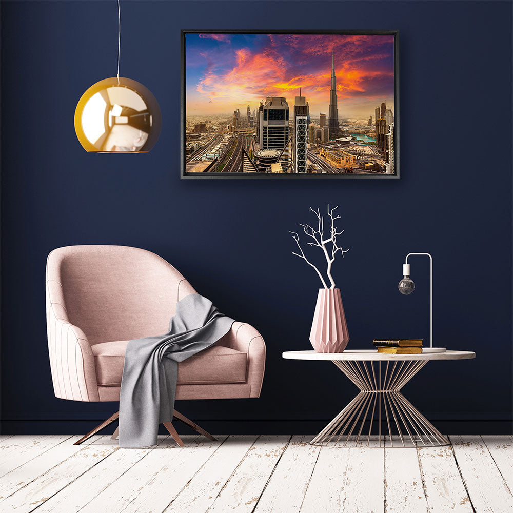 canvas schilderij dubai aerial baklijst kamer