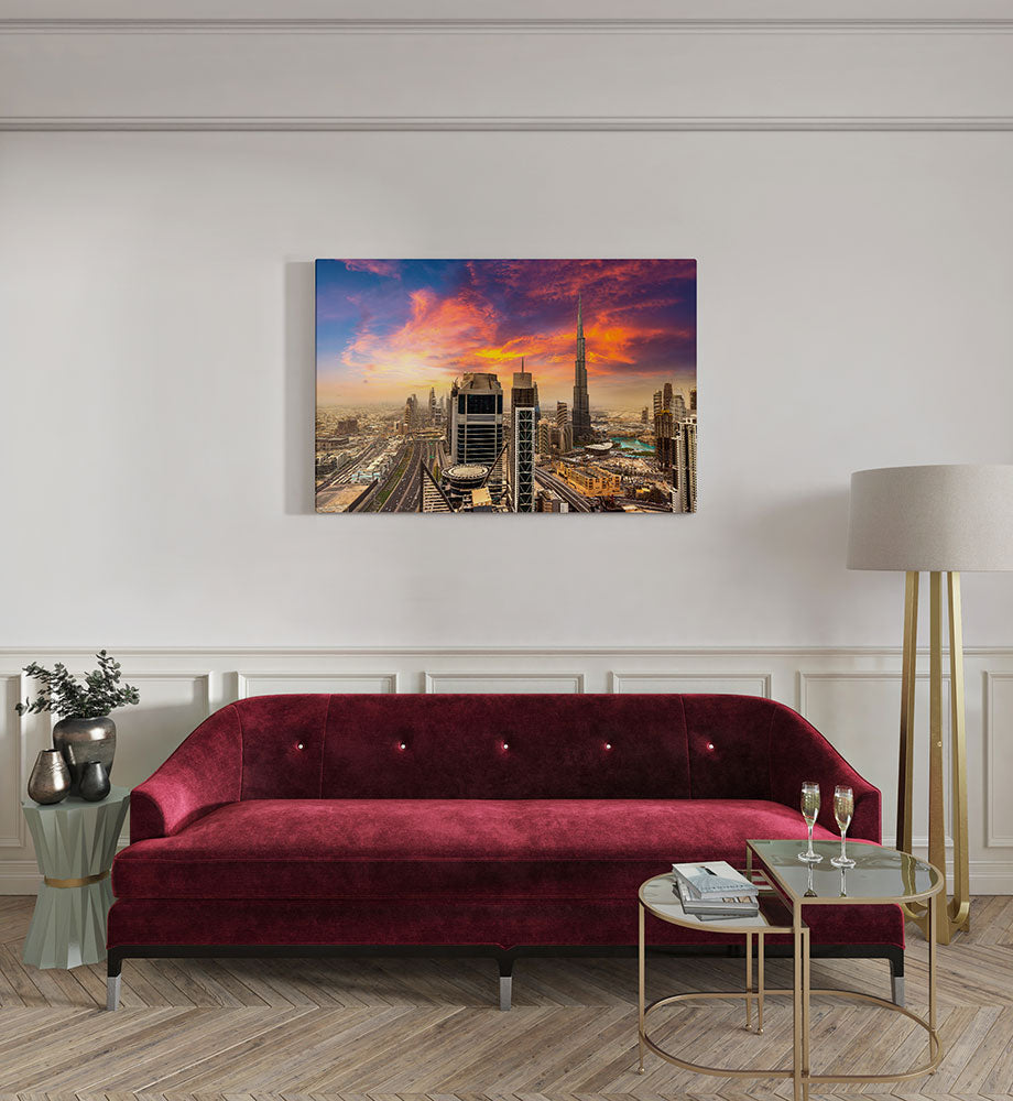 canvas schilderij dubai aerial kamer