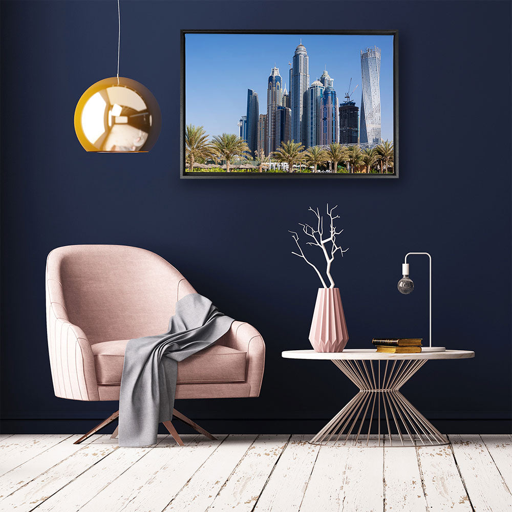 canvas schilderij dubai skyscrapers baklijst kamer